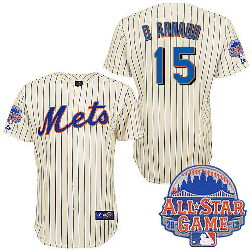 Travis d Arnaud #15 MLB Jersey-New York Mets Men's Authentic All Star White Baseball Jersey